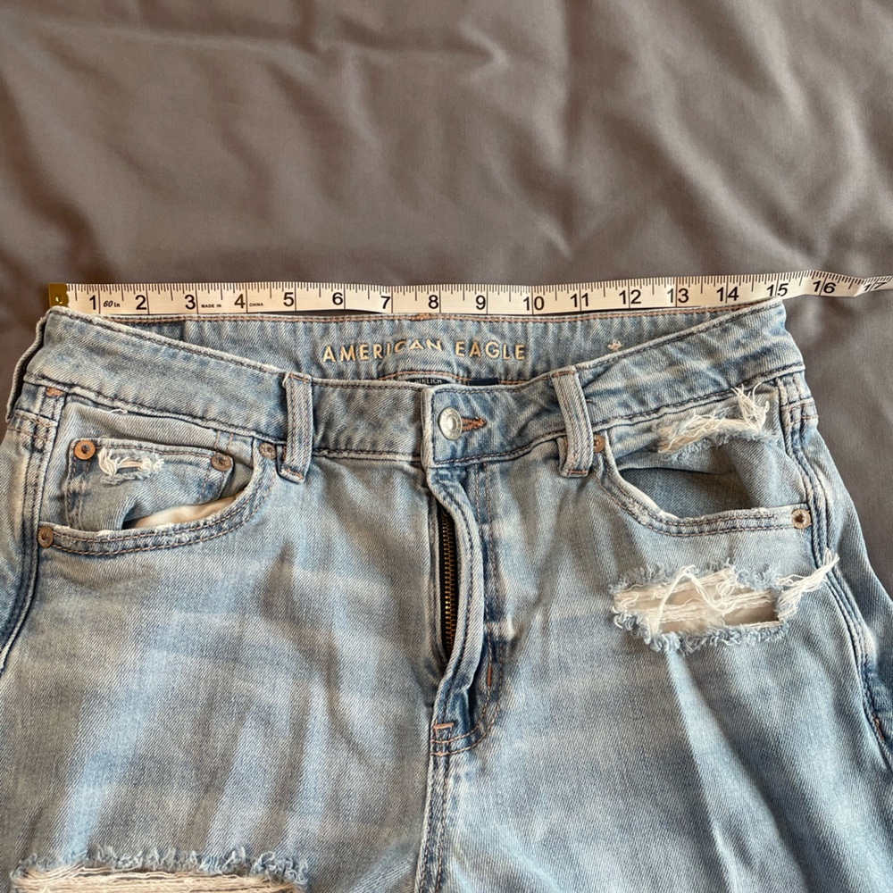 American Eagle Outfitters Distressed Light Blue Wide Leg Jeans - Picture 5 of 8
